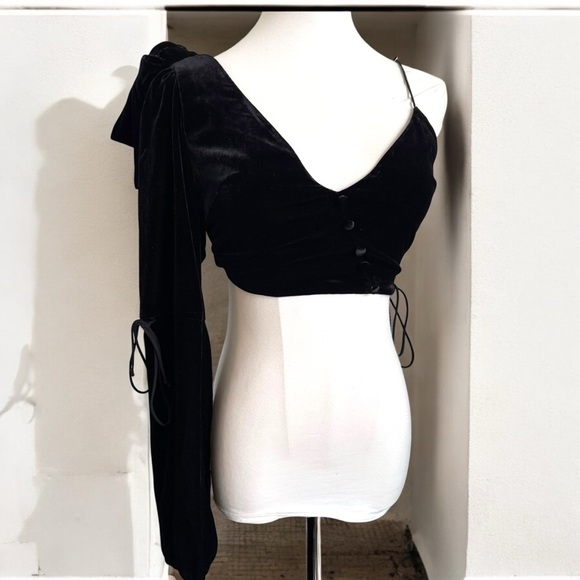 For Love & Lemons Velvet Asymmetrical Crop Top xs - Picture 1 of 7